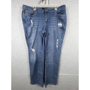 Earl‎ Jean Boyfriend Jeans Womens 20W Blue Distressed Relaxed Fit Stretch Denim